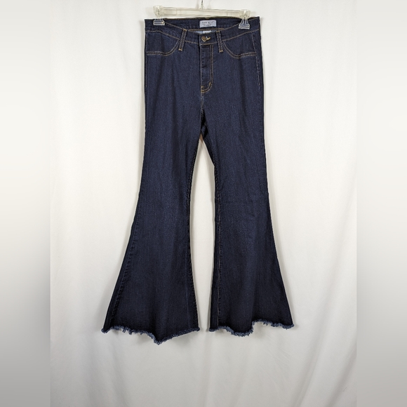 Judy Blue Mid Rise Raw Hem Slit flare Jeans Size 24W